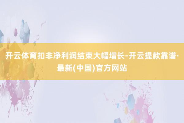 开云体育扣非净利润结束大幅增长-开云提款靠谱·最新(中国)官方网站