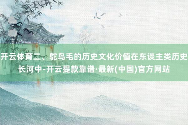开云体育二、鸵鸟毛的历史文化价值在东谈主类历史长河中-开云提款靠谱·最新(中国)官方网站